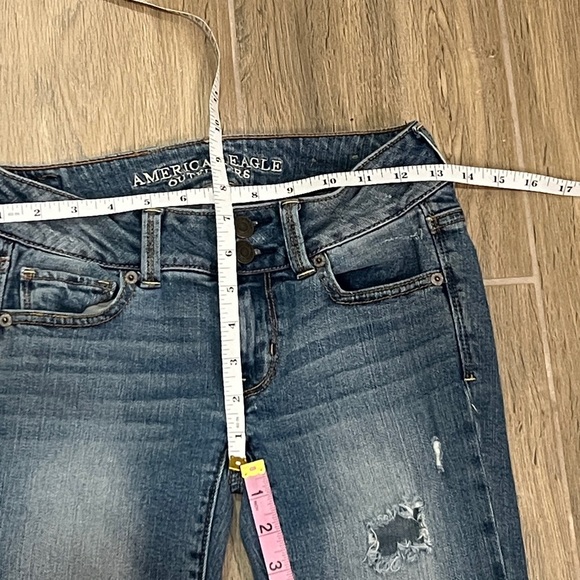 American Eagle Jeans Artist Crop Distressed Stretch AE Y2K Straight Boot Vintage - Picture 8 of 12